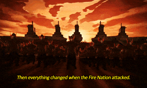 Fire nation attacked scene from The Last Airbender